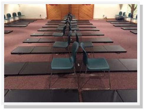 Sleeping area at the Hypothermia Prevention Program in 2016  at Burke United Methodist Church.